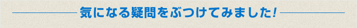 気になる疑問をぶつけてみました!